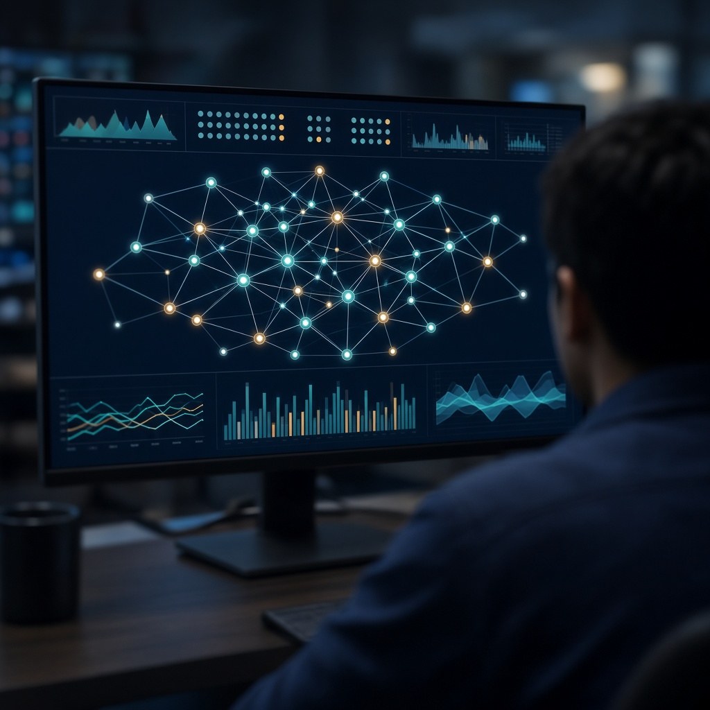 Security operations desk monitoring a live network-protection dashboard